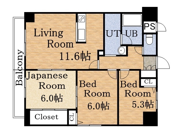 札幌市西区八軒一条東のマンションの間取り