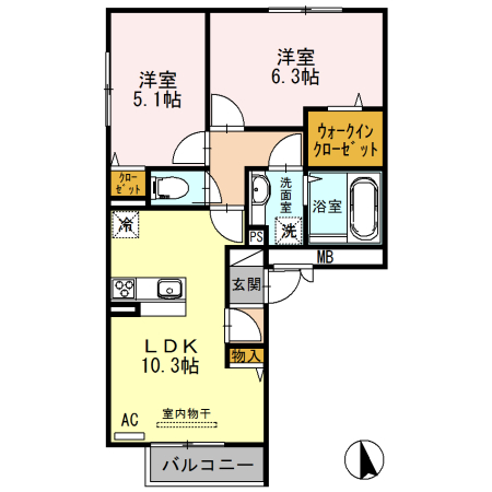 姫路市北今宿のマンションの間取り