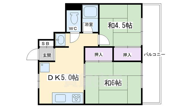 京都市左京区聖護院円頓美町のマンションの間取り