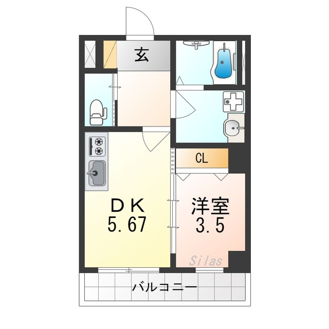 【大阪市住吉区遠里小野のマンションの間取り】