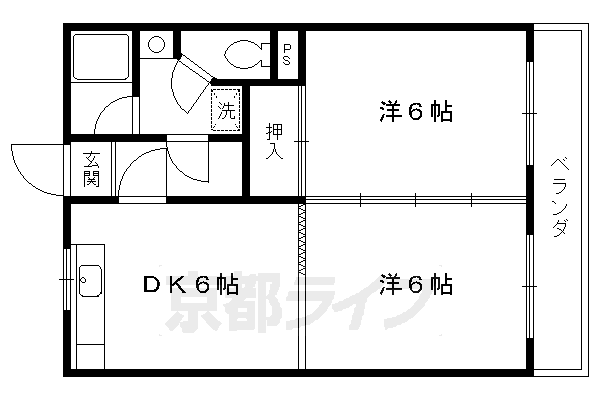 京都市左京区岩倉南四ノ坪町のマンションの間取り