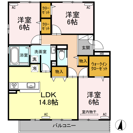 【D-room桜町　A棟の間取り】