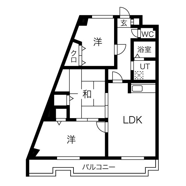 札幌市清田区真栄一条のマンションの間取り