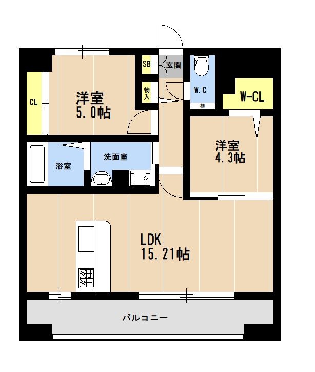 福岡市博多区東比恵のマンションの間取り