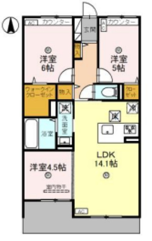 葛城市北花内のアパートの間取り