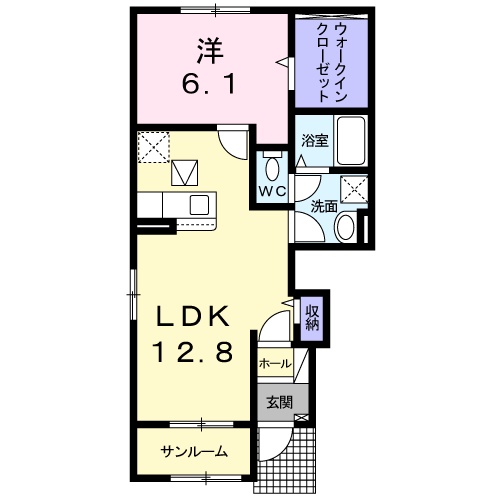 赤磐市岩田のアパートの間取り