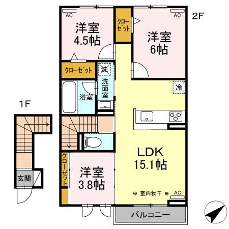 静岡市駿河区広野のアパートの間取り