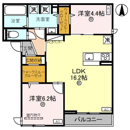 【大阪市東住吉区中野のアパートの間取り】