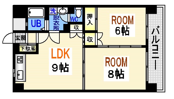 広島市中区大手町のマンションの間取り