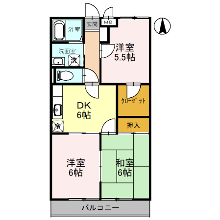 グランハイム飛鳥　Ａの間取り