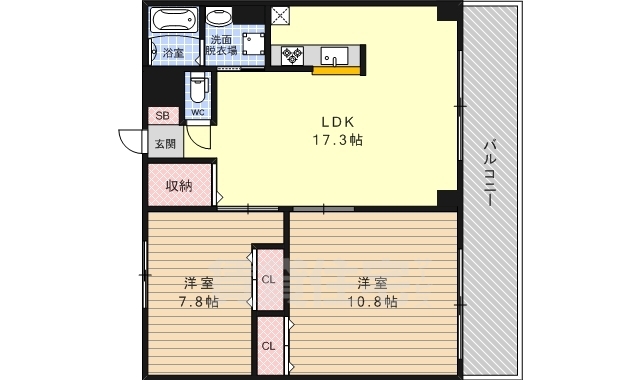 京都市下京区五坊大宮町のマンションの間取り