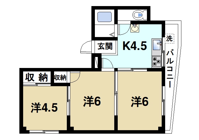 奈良市三条町のマンションの間取り