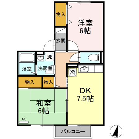 尾道市高須町のアパートの間取り