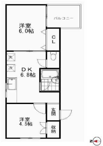 大田区大森本町のアパートの間取り