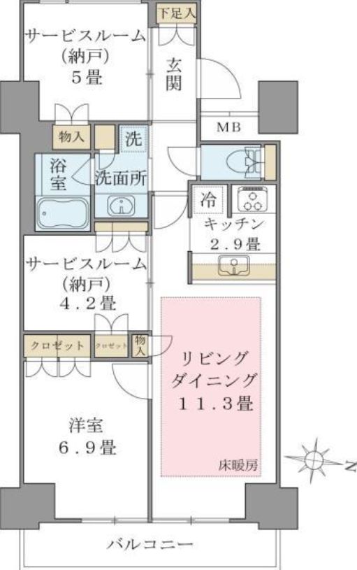 江東区東雲のマンションの間取り