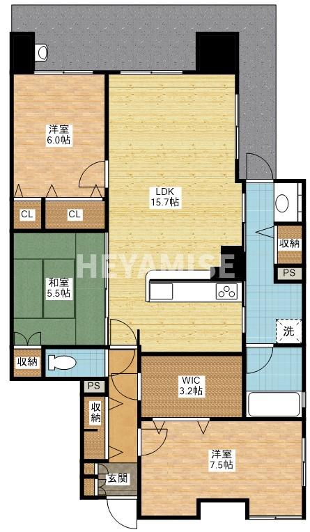 長崎市中園町のマンションの間取り