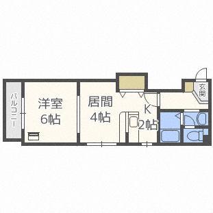 札幌市中央区南十八条西のマンションの間取り
