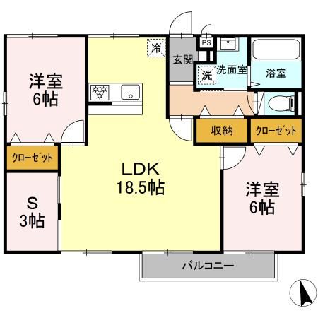 岡崎市八帖南町のアパートの間取り