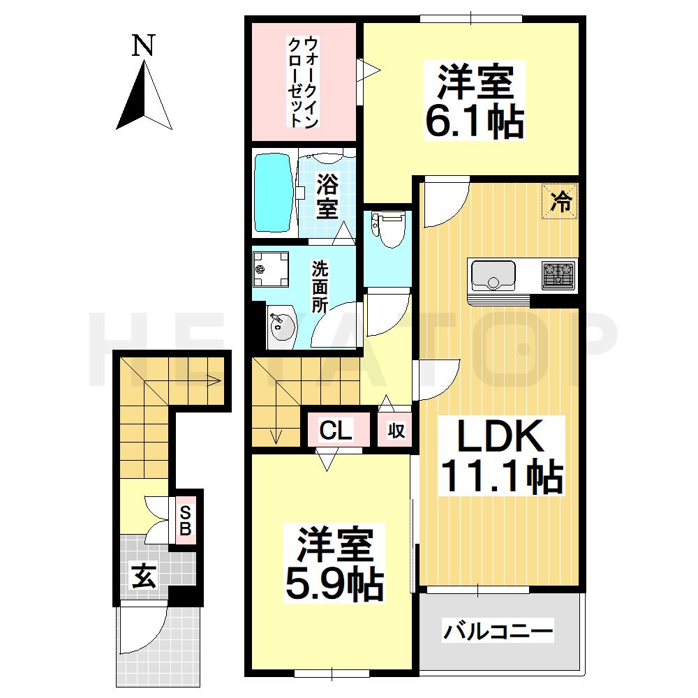 名古屋市天白区海老山町のアパートの間取り