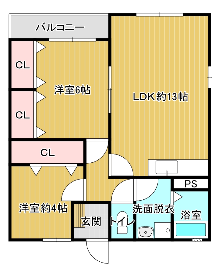 グランブルー吉富　A棟の間取り