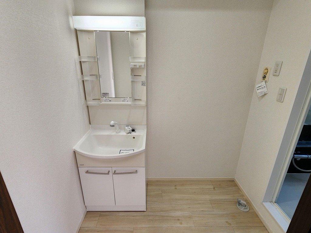 洗面設備　扉付脱衣所　洗髪洗面化粧台・室内洗濯機置場