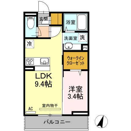 山形市みはらしの丘のアパートの間取り