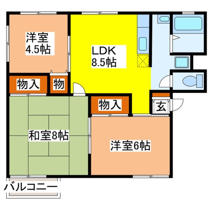 東広島市西条中央のアパートの間取り