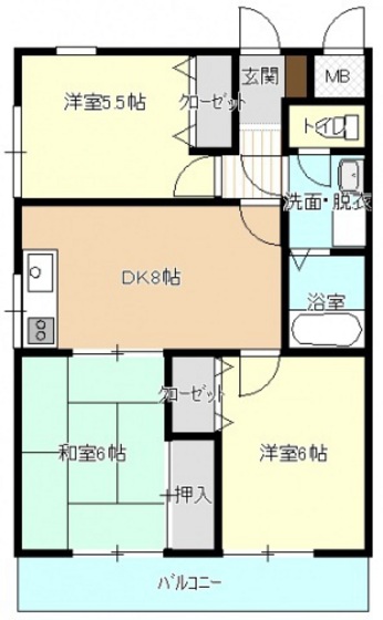 広島市東区尾長西のマンションの間取り