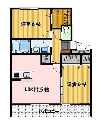 長崎市上野町のアパートの間取り