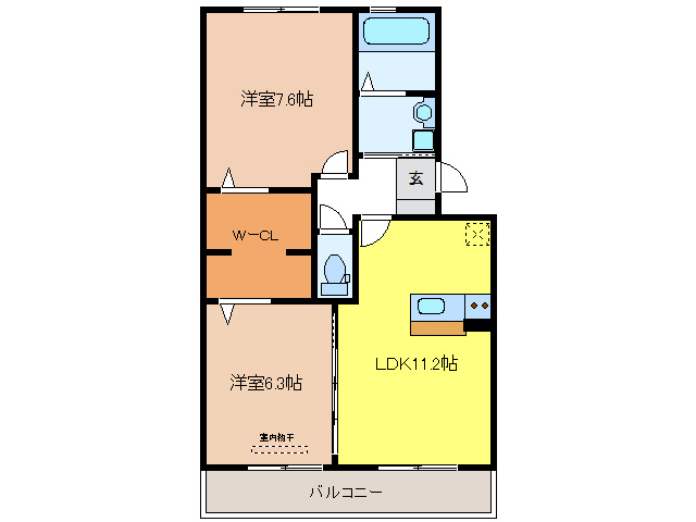 各務原市鵜沼各務原町のアパートの間取り