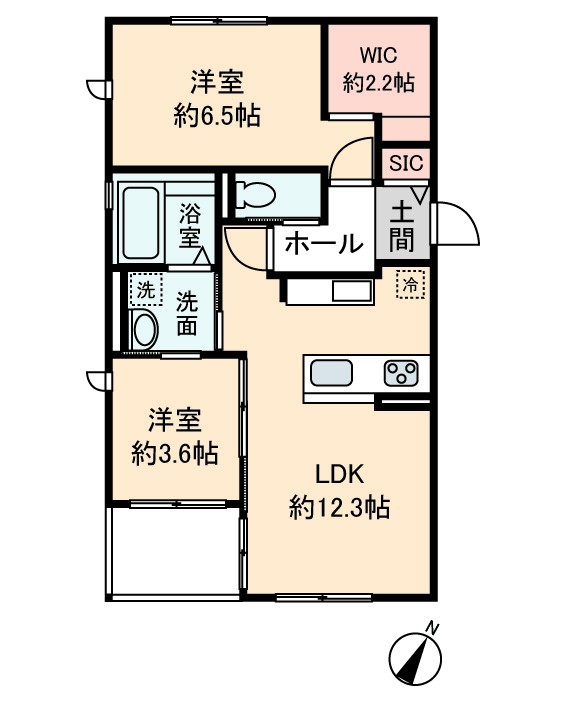 韮崎市龍岡町若尾新田のアパートの間取り