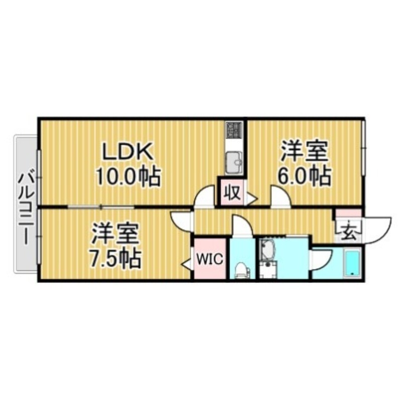 大野城市旭ケ丘のアパートの間取り