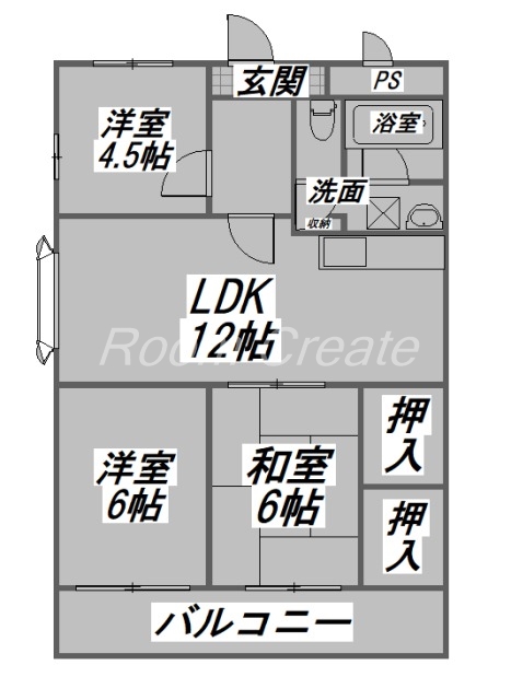 徳島市明神町のマンションの間取り