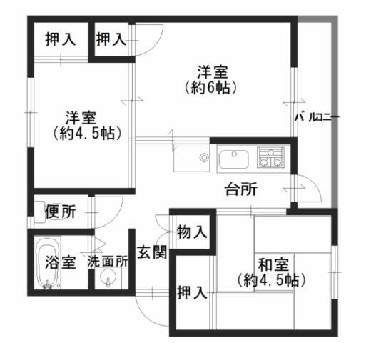 高松市牟礼町牟礼のマンションの間取り