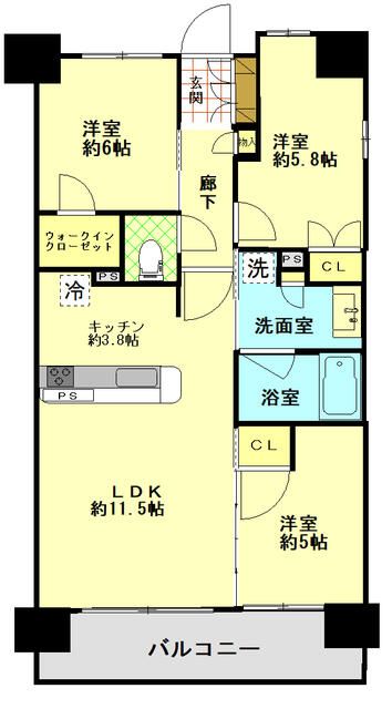 明石市大久保町ゆりのき通のマンションの間取り