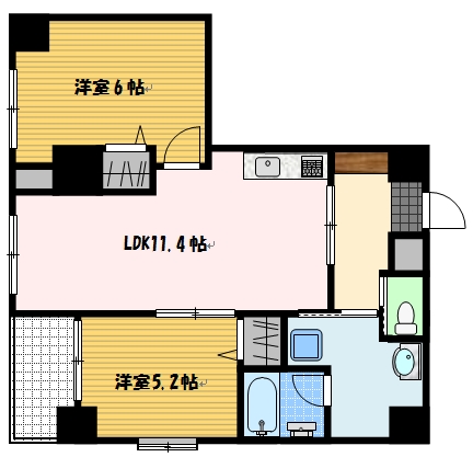 【長崎市筑後町のマンションの間取り】