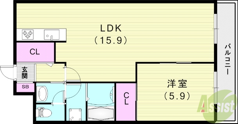 【尼崎市東難波町のマンションの間取り】