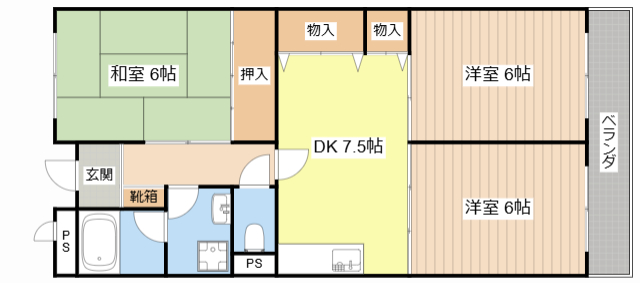 湖南市石部中央のマンションの間取り