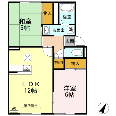 プレジール中島　Ａ棟の間取り