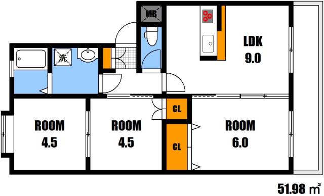 広島市安佐南区八木のマンションの間取り