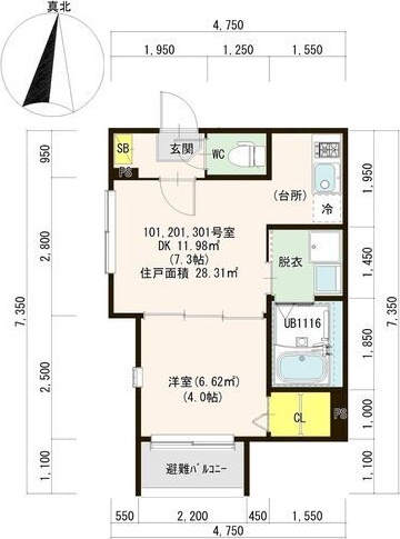 名古屋市南区笠寺町のアパートの間取り