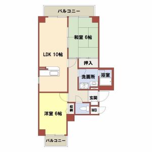 加古川市野口町良野のマンションの間取り