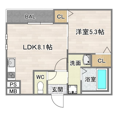 大阪市住吉区万代東のアパートの間取り