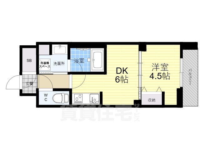 京都市南区唐橋経田町のマンションの間取り