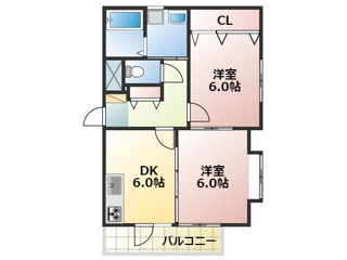 熊本市中央区菅原町のアパートの間取り