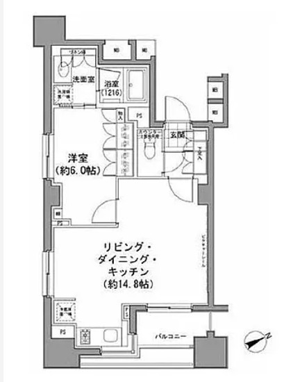 東京メトロ日比谷線 八丁堀駅 徒歩4分 14階建 築19年の間取り写真