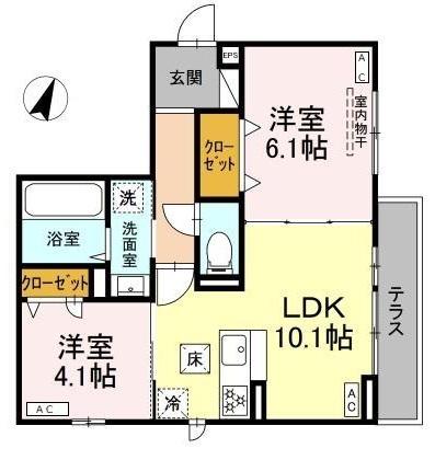 西武新宿線 都立家政駅 徒歩5分 3階建 築2年の間取り写真