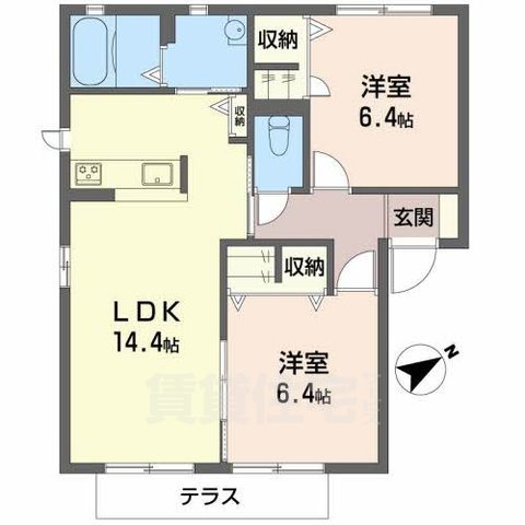 堺市西区浜寺昭和町のアパートの間取り