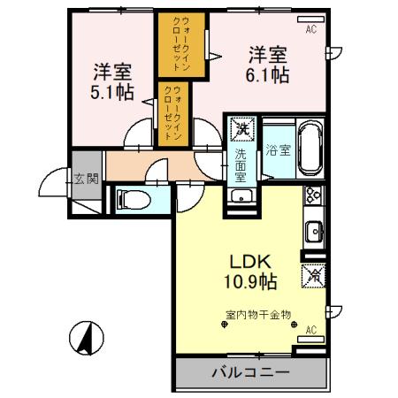 八王子市東浅川町のアパートの間取り