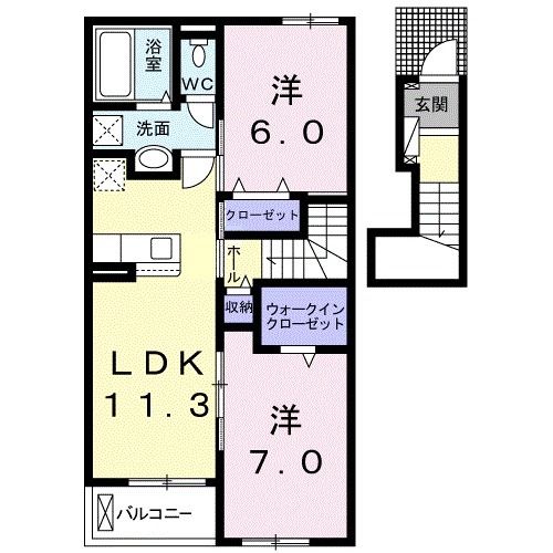 【駿東郡小山町竹之下のアパートの間取り】